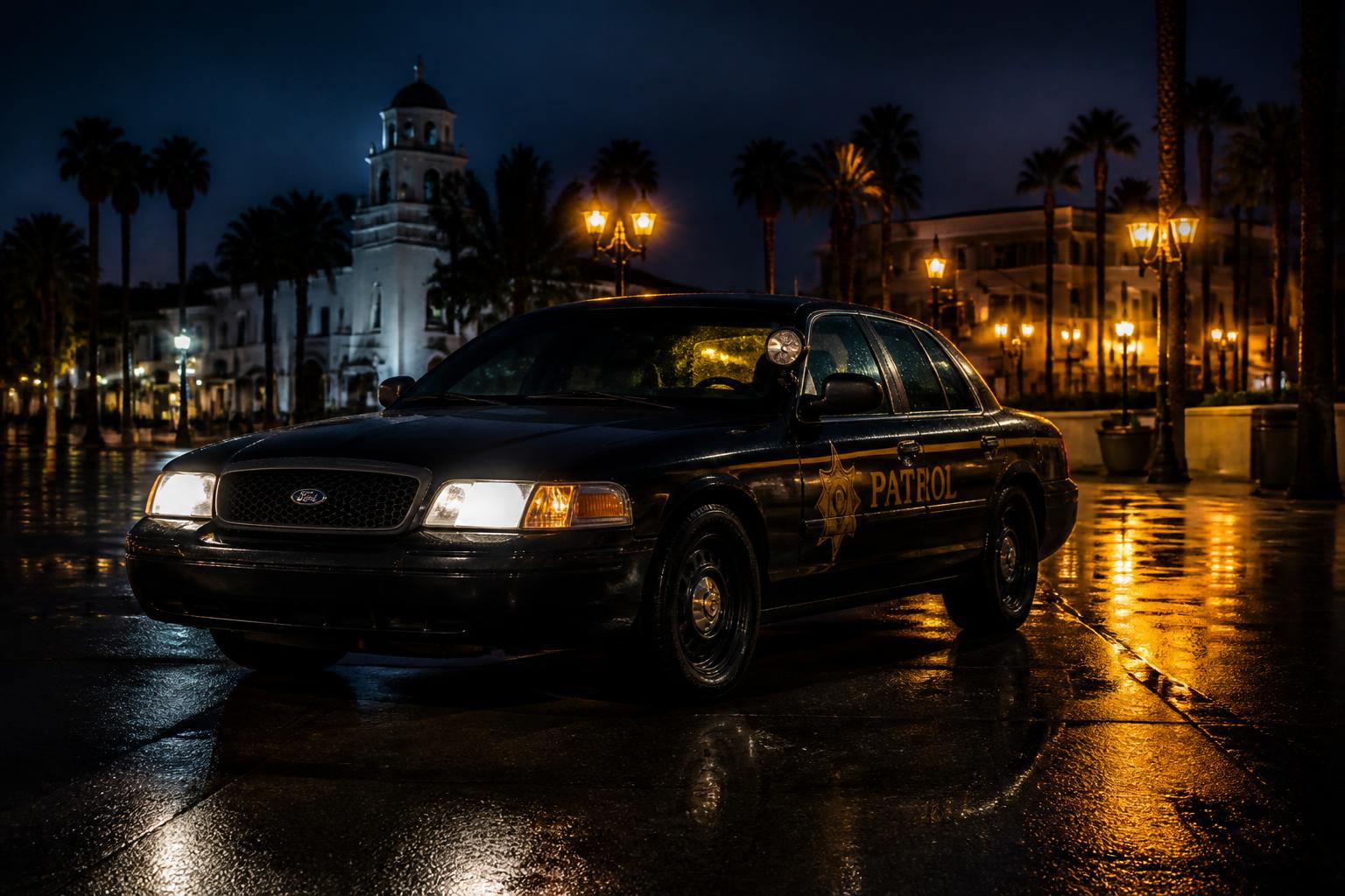 Blackwater patrol vehicle at night
